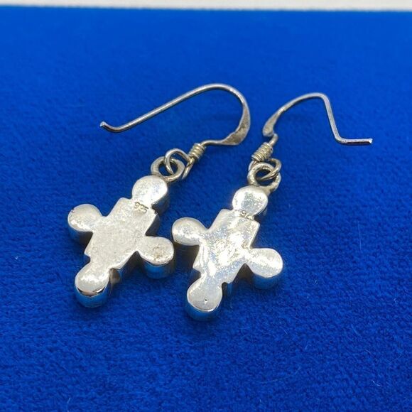 💛 925 Vintage Mother Of Pearl Geometric Ring & Earring Set - Picture 6 of 6